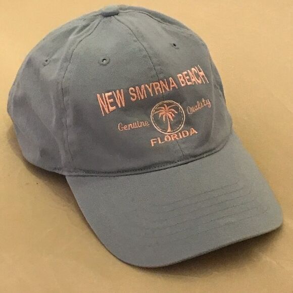 Women's New Smyrna Beach Florida Blue & Pink Palm Tree Hat - Picture 4 of 13